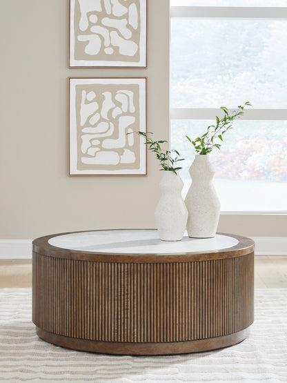 The Furniture Outlets - Ashley Furniture - Hadonna Coffee Table - Round Cocktail Table - T658-8