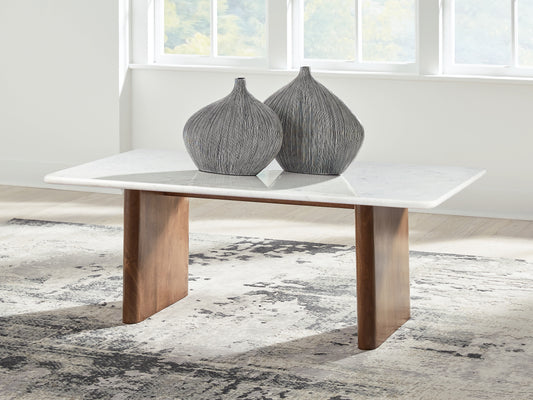 The Furniture Outlets - Ashley Furniture - Isanti Coffee Table - Rectangular Cocktail Table / Light Brown/White - T662-1
