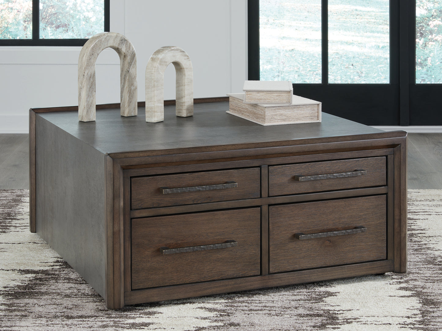 The Furniture Outlets - Ashley Furniture - Kallenny Coffee Table - Square Cocktail Table / Brown/Gray - T669-8