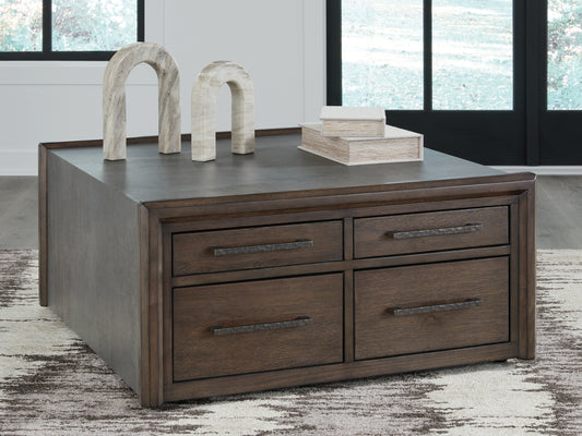 The Furniture Outlets - Ashley Furniture - Kallenny Coffee Table - Square Cocktail Table / Brown/Gray - T669-8