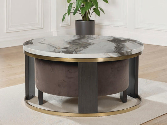The Furniture Outlets - Ashley Furniture - Jazmore Nesting Coffee Table (Set of 2) - Nesting Cocktail Tables (Set of 2) / Brown/Brass Finish - T671-22