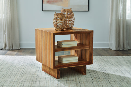 The Furniture Outlets - Ashley Furniture - Dressonni End Table - Square End Table / Brown - T690-2