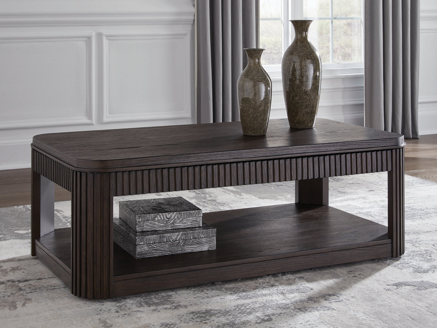 The Furniture Outlets - Ashley Furniture - Carlibrie Lift-Top Coffee Table - Lift Top Cocktail Table / Warm Brown - T700-9