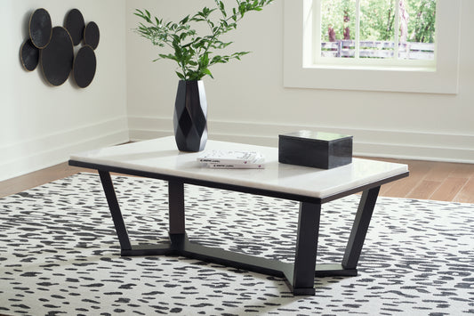 The Furniture Outlets - Ashley Furniture - Fostead Coffee Table - Rectangular Cocktail Table / White/Espresso - T770-1