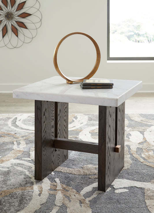 The Furniture Outlets - Ashley Furniture - Burkhaus End Table - Rectangular End Table / White/Dark Brown - T779-3
