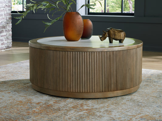 The Furniture Outlets - Ashley Furniture - Camdill Coffee Table - Round Cocktail Table / Light Brown/White - T808-8