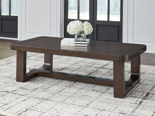 The Furniture Outlets - Ashley Furniture - Breckington Coffee Table - Rectangular Cocktail Table / Dark Brown - T856-1