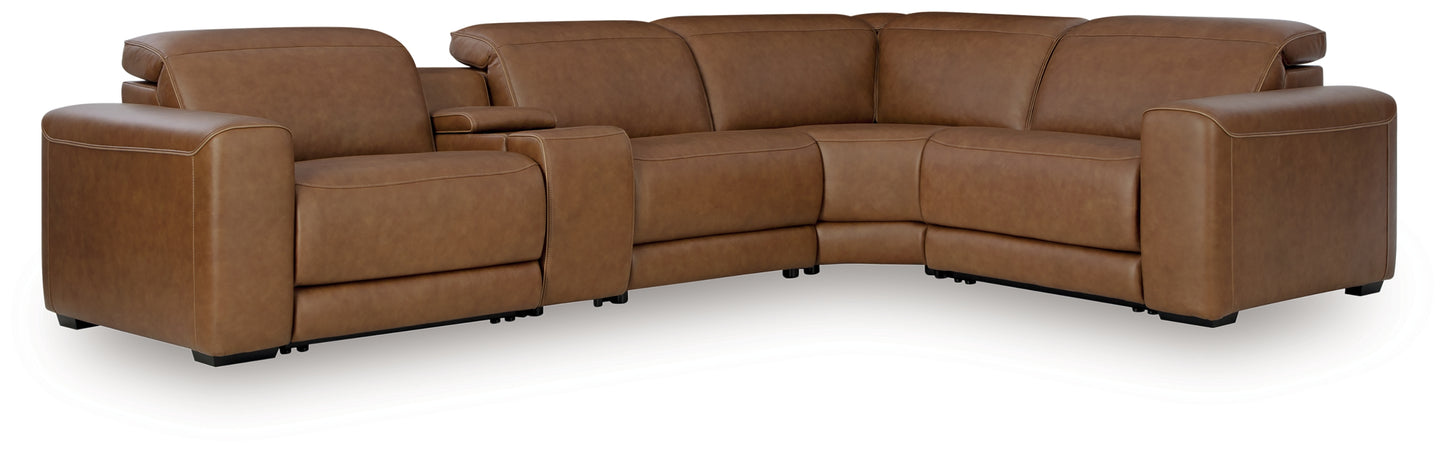 The Furniture Outlets - Ashley Furniture - Magic Man Sectional - 5-Piece Power Reclining Sectional with Console / Caramel - PCU10700S12