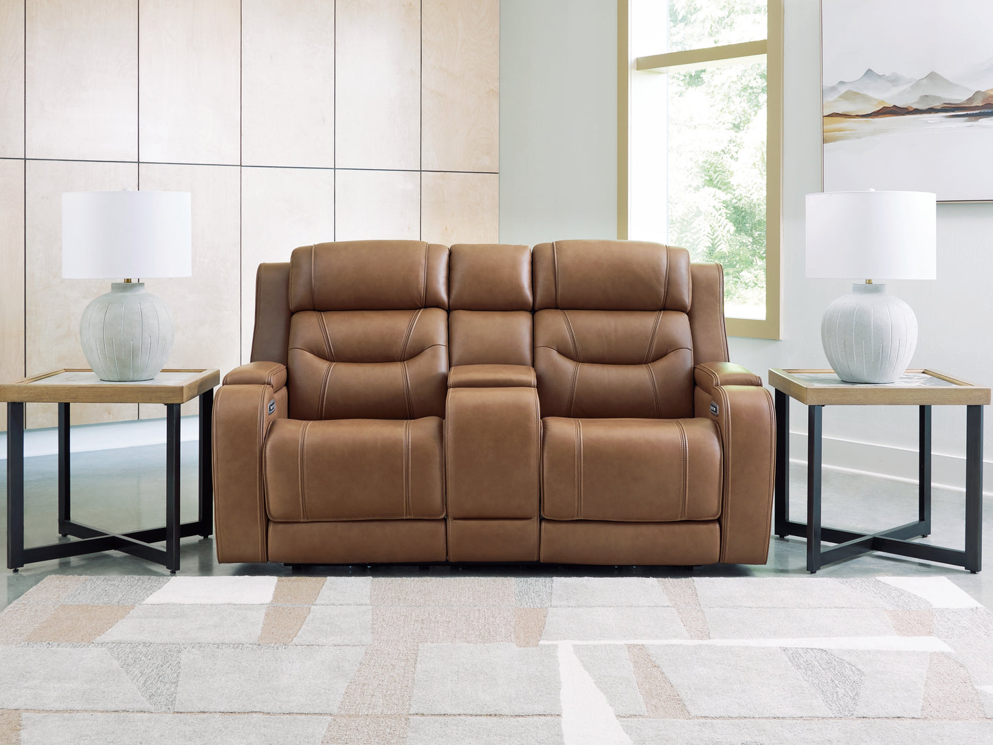 The Furniture Outlets - Ashley Furniture - Knightington Living Room - PWR REC Love w/Audio Seating / Caramel - PCU1160018A