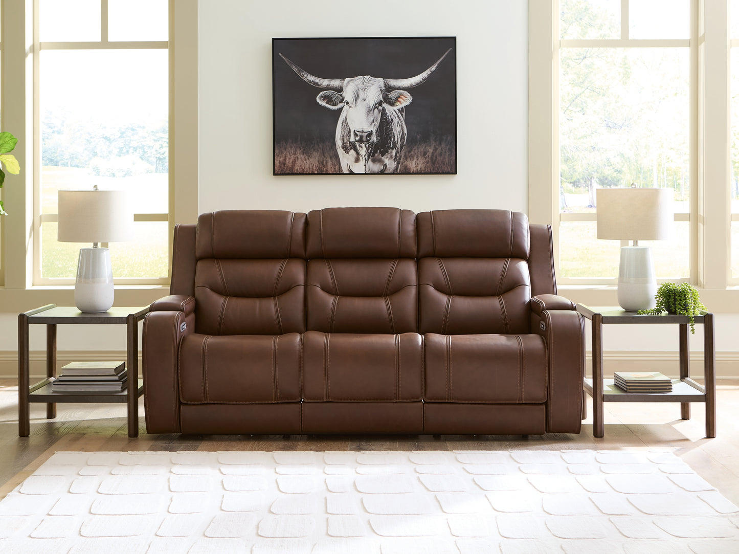 The Furniture Outlets - Ashley Furniture - Knightington Living Room - PWR REC Sofa w/Audio Seating / Brown - PCU1160215A