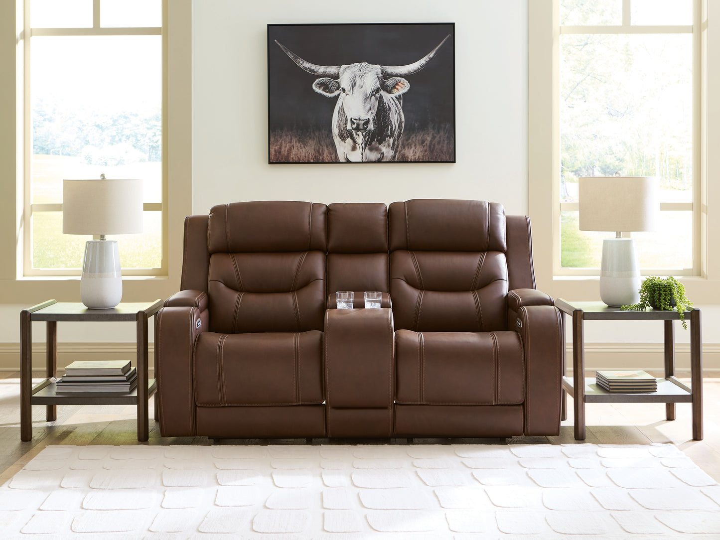 The Furniture Outlets - Ashley Furniture - Knightington Living Room - PWR REC Love w/Audio Seating / Brown - PCU1160218A