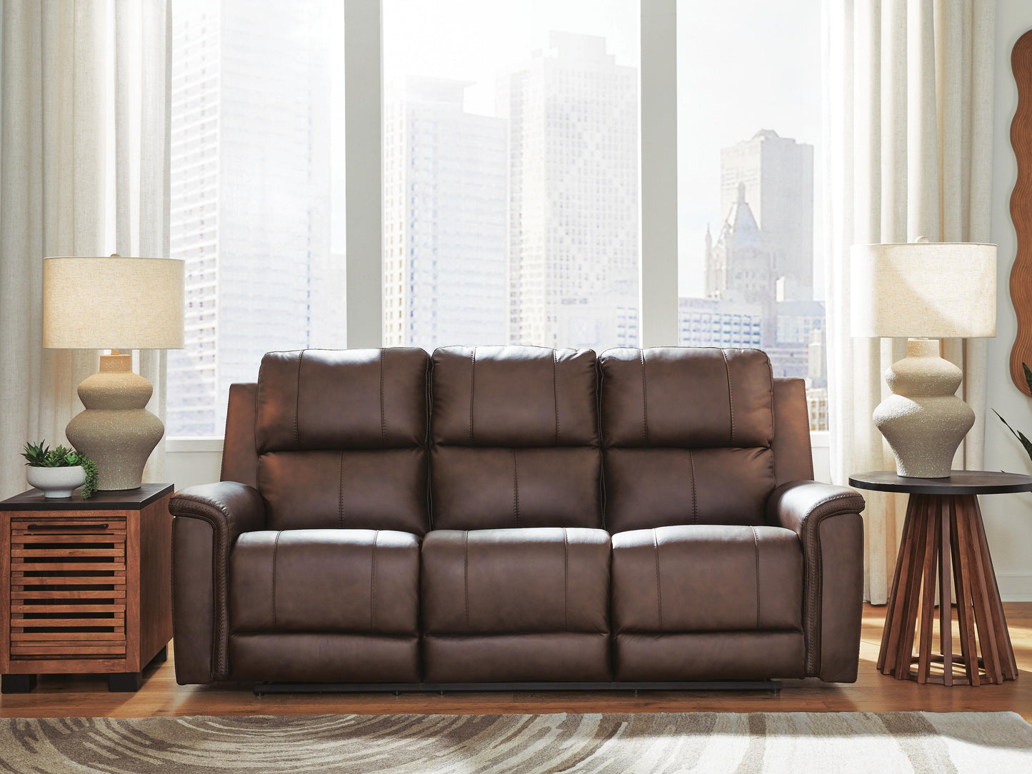 The Furniture Outlets - Ashley Furniture - Bleckley Living Room - PWR REC Sofa with ADJ Headrest / Espresso - PCU1200115