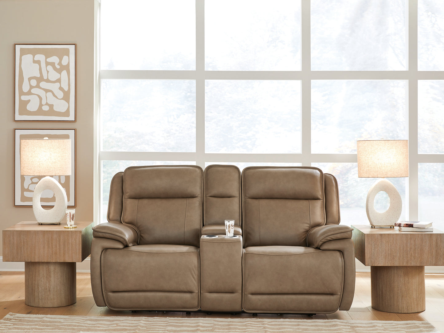 The Furniture Outlets - Ashley Furniture - Glencroft Living Room - PWR REC Loveseat/CON/ADJ HDRST / Sahara - PCU1240018