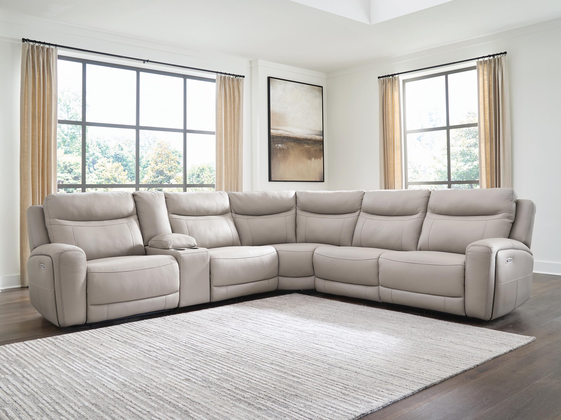 The Furniture Outlets - Ashley Furniture - Gravier Sectional - 6-Piece Power Reclining Sectional with Storage Console - U13300S5