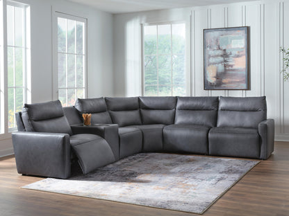 The Furniture Outlets - Ashley Furniture - ModZ Sectional - 6-Piece Power Reclining Sectional with Audio Console / Blue - U14001S9