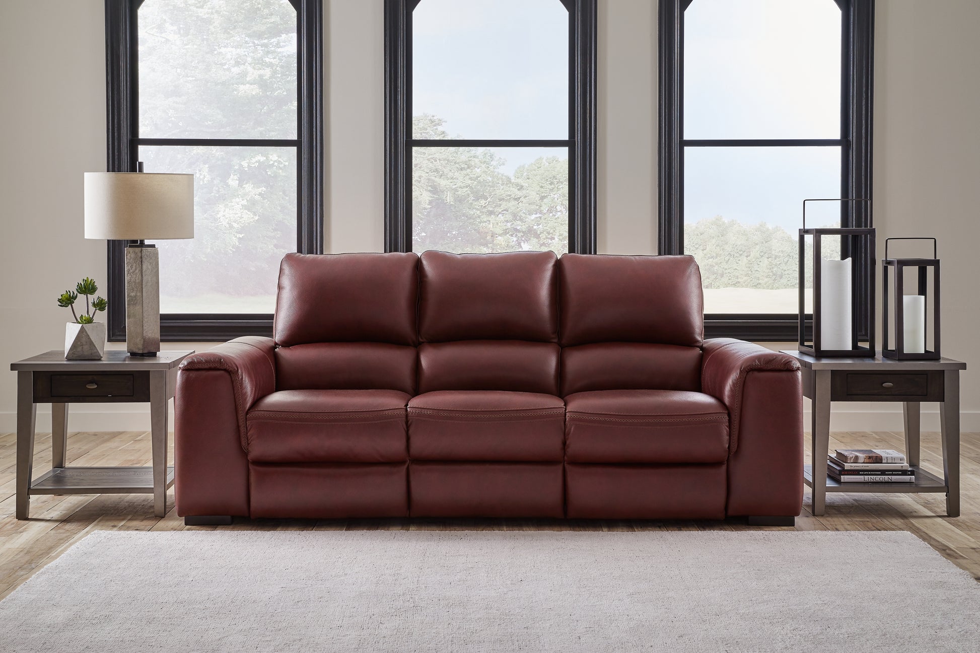 The Furniture Outlets - Ashley Furniture - Alessandro Living Room - PWR REC Sofa with ADJ Headrest / Garnet - U2550115