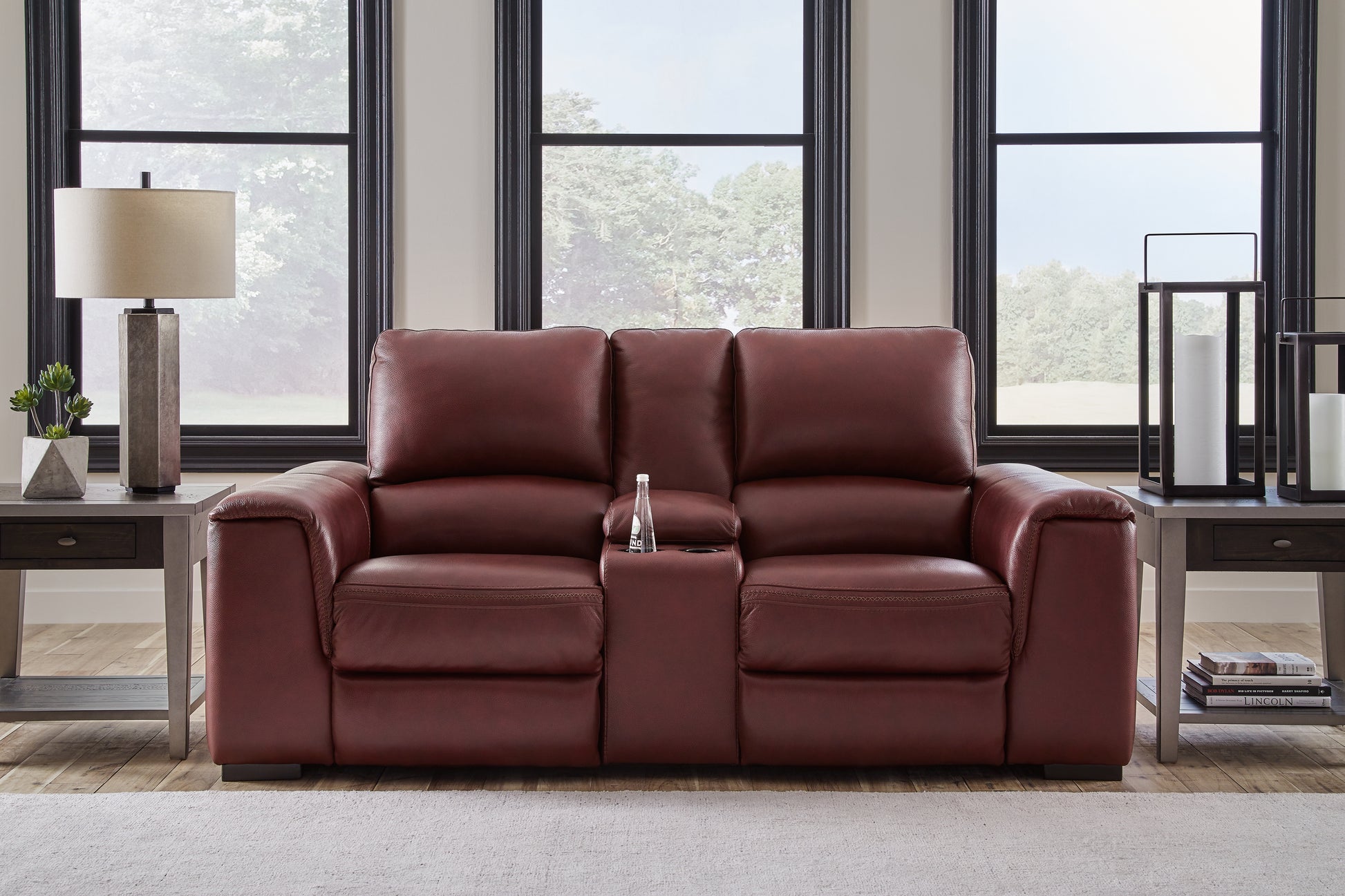 The Furniture Outlets - Ashley Furniture - Alessandro Living Room - PWR REC Loveseat/CON/ADJ HDRST / Garnet - U2550118