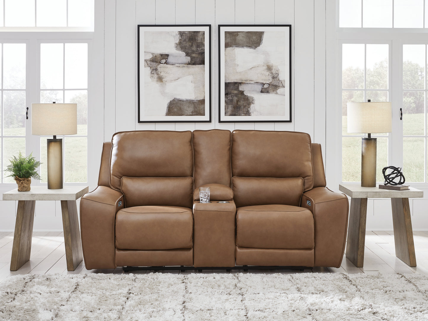 The Furniture Outlets - Ashley Furniture - DeepWakes Living Room - PWR REC Loveseat/CON/ADJ HDRST / Caramel - PCU6260618