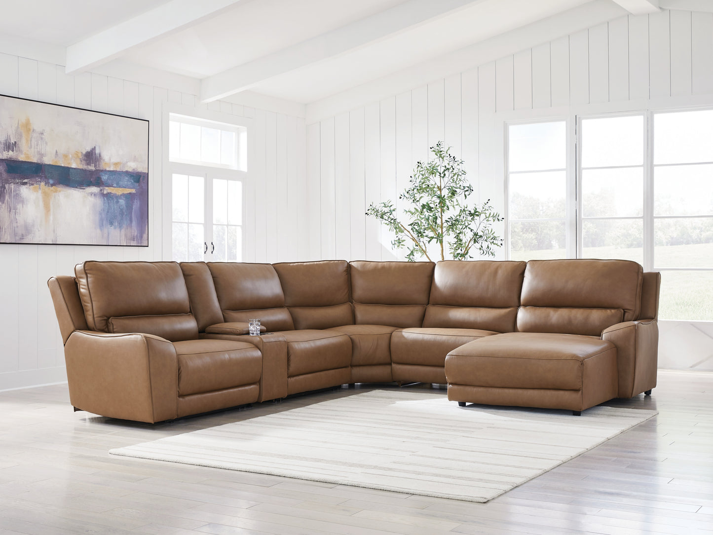 The Furniture Outlets - Ashley Furniture - DeepWakes Sectional - 6-Piece Power Reclining Sectional with Chaise / Caramel - PCU62606S6