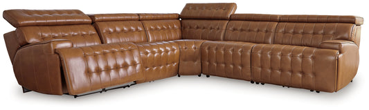 The Furniture Outlets - Ashley Furniture - Temmpton Sectional - 6-Piece Power Reclining Sectional / Chocolate - U92708S5