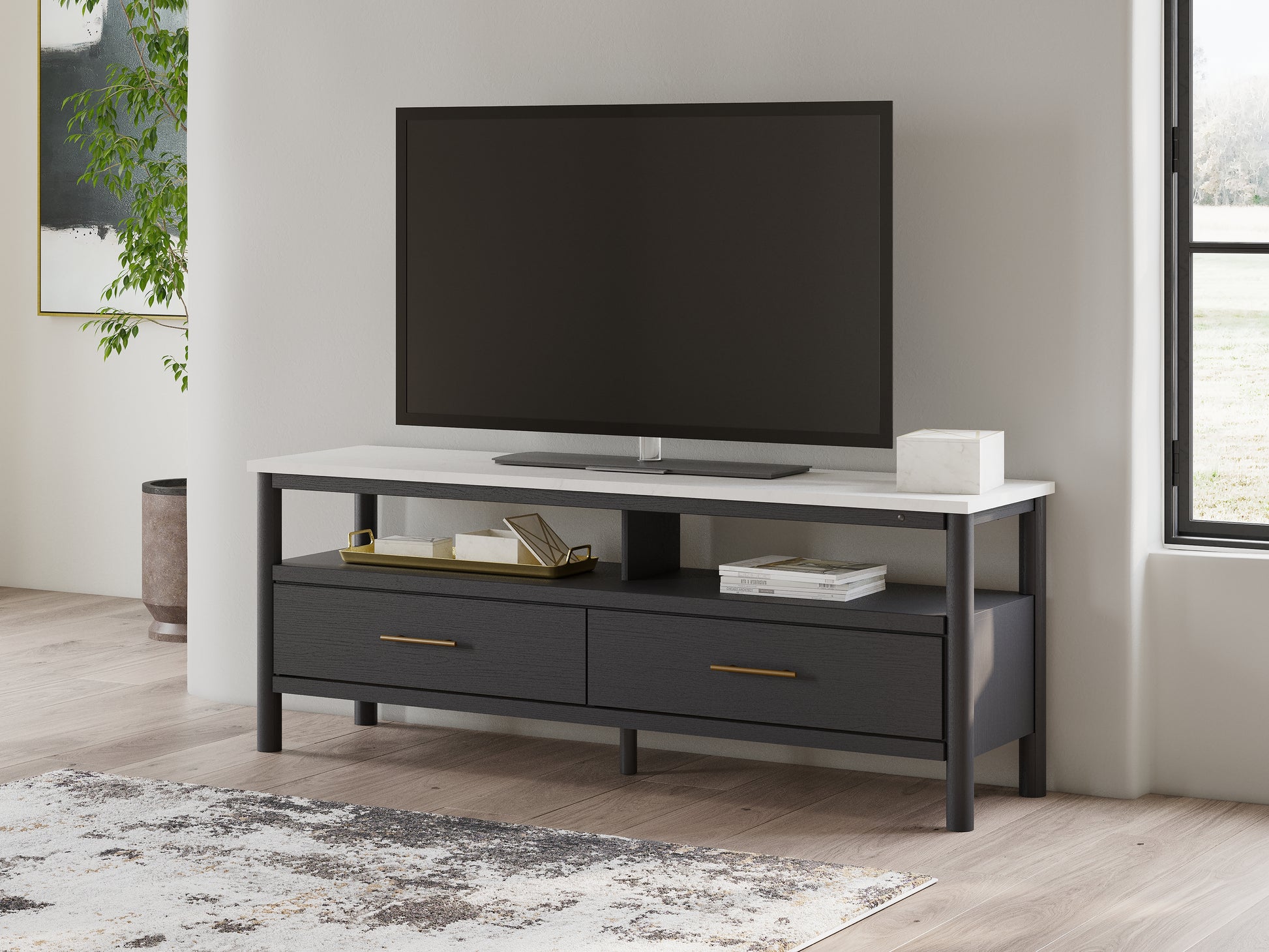 The Furniture Outlets - Ashley Furniture - Cadmori TV Stand - 72" / Black/White - W2616-68