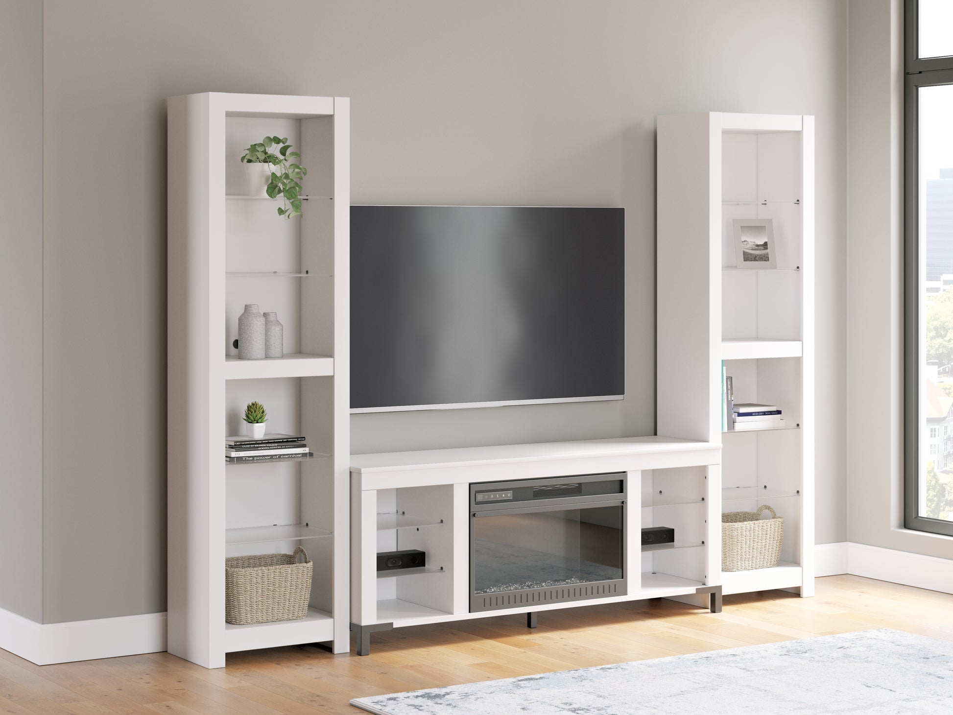 The Furniture Outlets - Ashley Furniture - Brollevi Entertainment Center - 3-Piece Entertainment Center / White - W2722W1