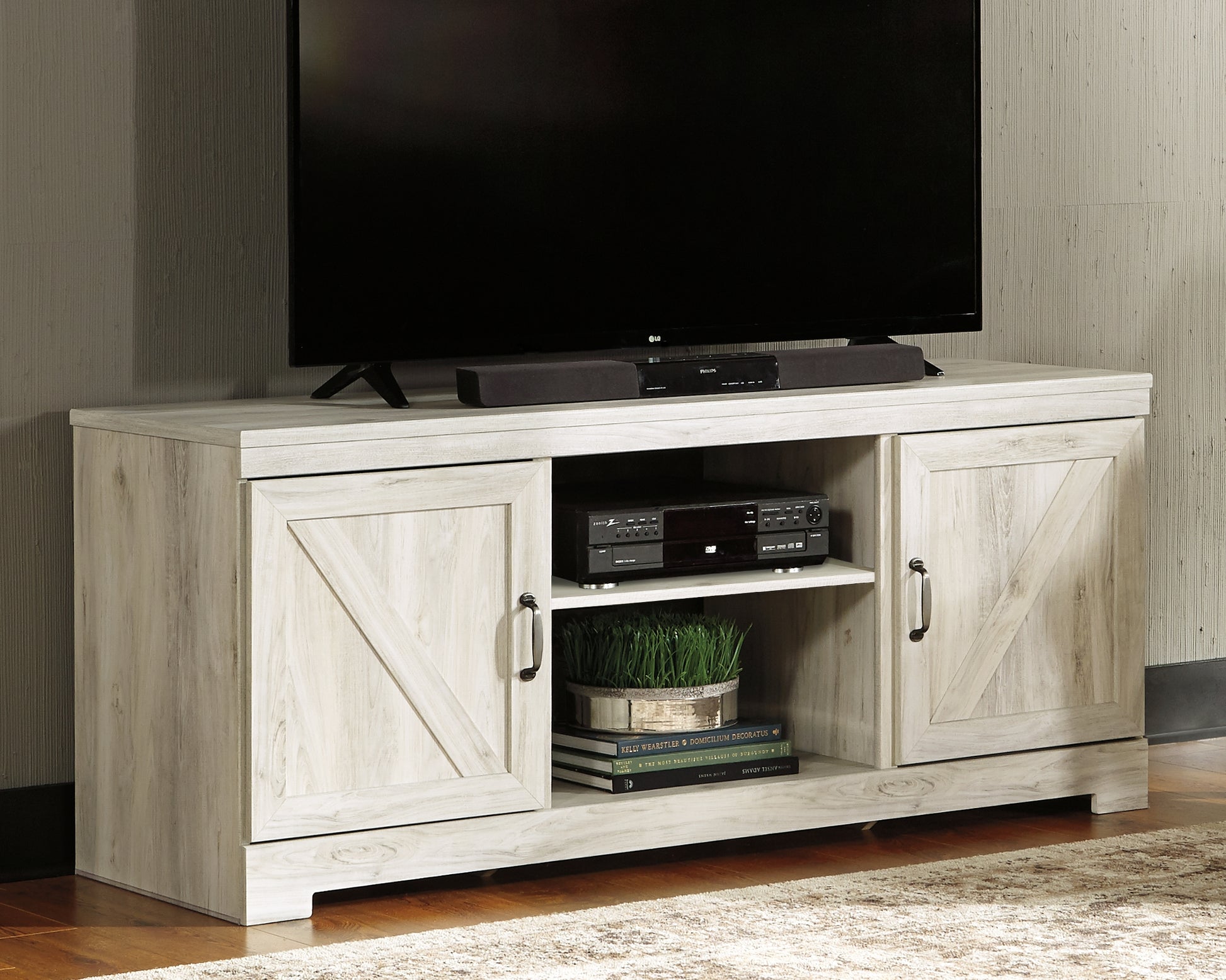 The Furniture Outlets - Ashley Furniture - Bellaby TV Stand - 63" / Whitewash - W331-68
