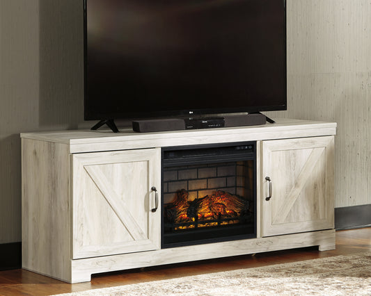 The Furniture Outlets - Ashley Furniture - Bellaby 63" TV Stand with Electric Fireplace - 63" TV Stand with Electric Fireplace / Whitewash - W331W9