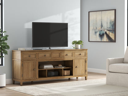 The Furniture Outlets - Ashley Furniture - Sharlance 81" TV Stand - 81" / Light Brown - W655-68