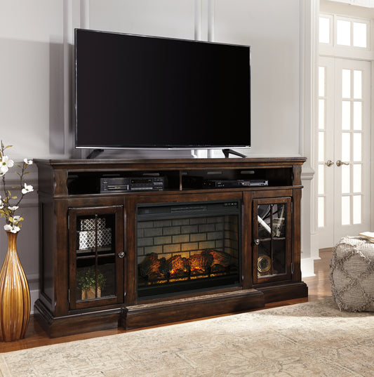The Furniture Outlets - Ashley Furniture - Roddinton 72" TV Stand with Electric Fireplace - 72" TV Stand with Electric Fireplace / Dark Brown - W701W8