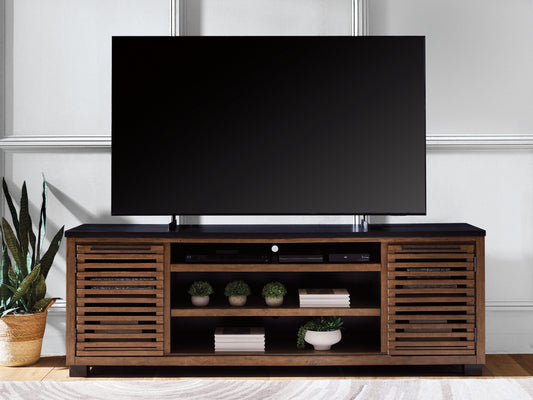 The Furniture Outlets - Ashley Furniture - Kallari 84" TV Stand - 84" / Warm Brown/Black - W737-78