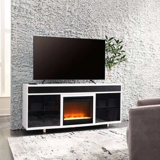 The Furniture Outlets - Ashley Furniture - Gardoni 72" TV Stand with Electric Fireplace - 72" TV Stand with Electric Fireplace / White/Black - W756W1