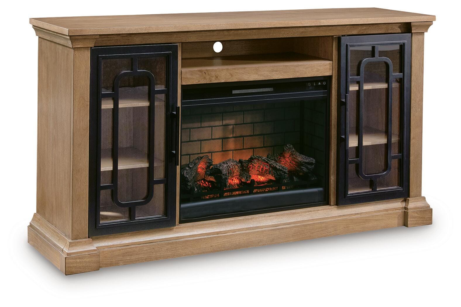 The Furniture Outlets - Ashley Furniture - Wittenmyer 72" TV Stand with Electric Fireplace - 72" TV Stand with Electric Fireplace / Natural/Black - W794W1