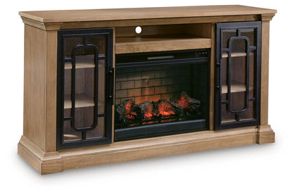 The Furniture Outlets - Ashley Furniture - Wittenmyer 72" TV Stand with Electric Fireplace - 72" TV Stand with Electric Fireplace / Natural/Black - W794W1